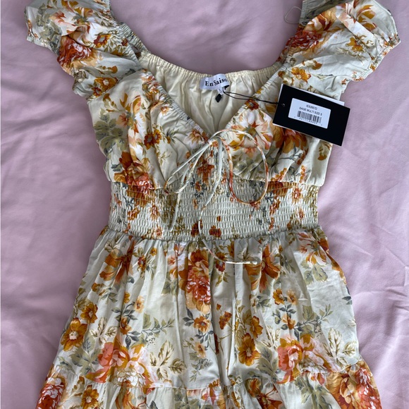 En Saison Grace Midi Floral Sage Green Dress Sz. Small NWT - Picture 7 of 16